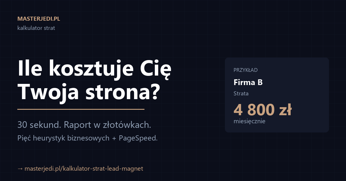 Kalkulator strat — ile kosztuje Twoja strona firmowa | Igor Zakrzewski