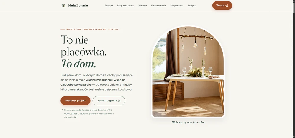 Mała Betania — strona fundacji mieszkalnictwa wspomaganego