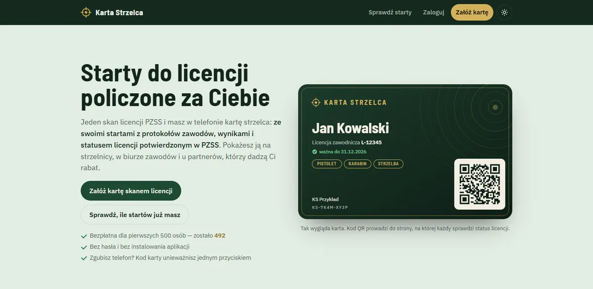 Karta Strzelca — karta strzelca w telefonie